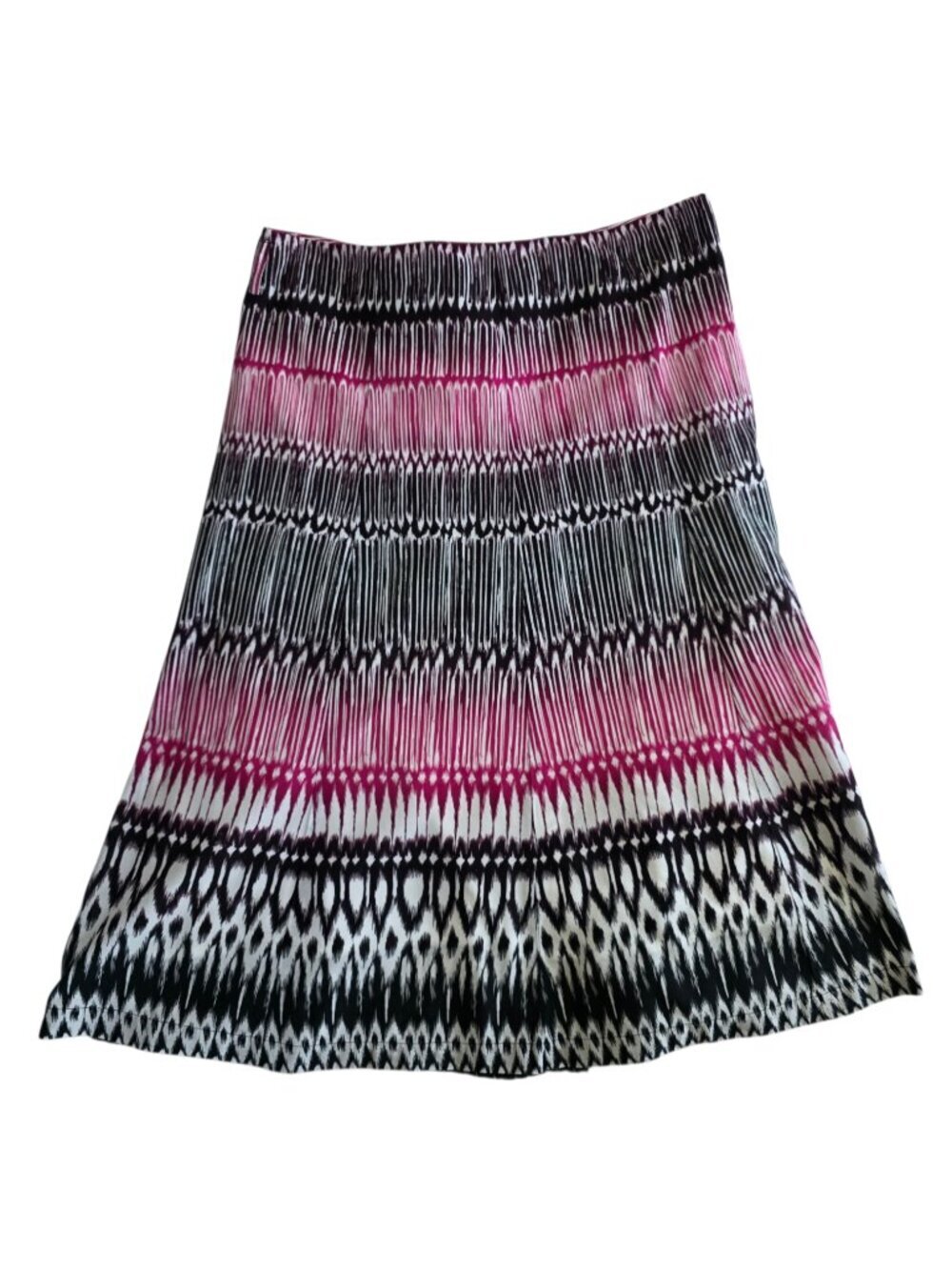 CHRISTOPHER & BANKS PINK/BLACK PRINT A-LINE SKIRT 10